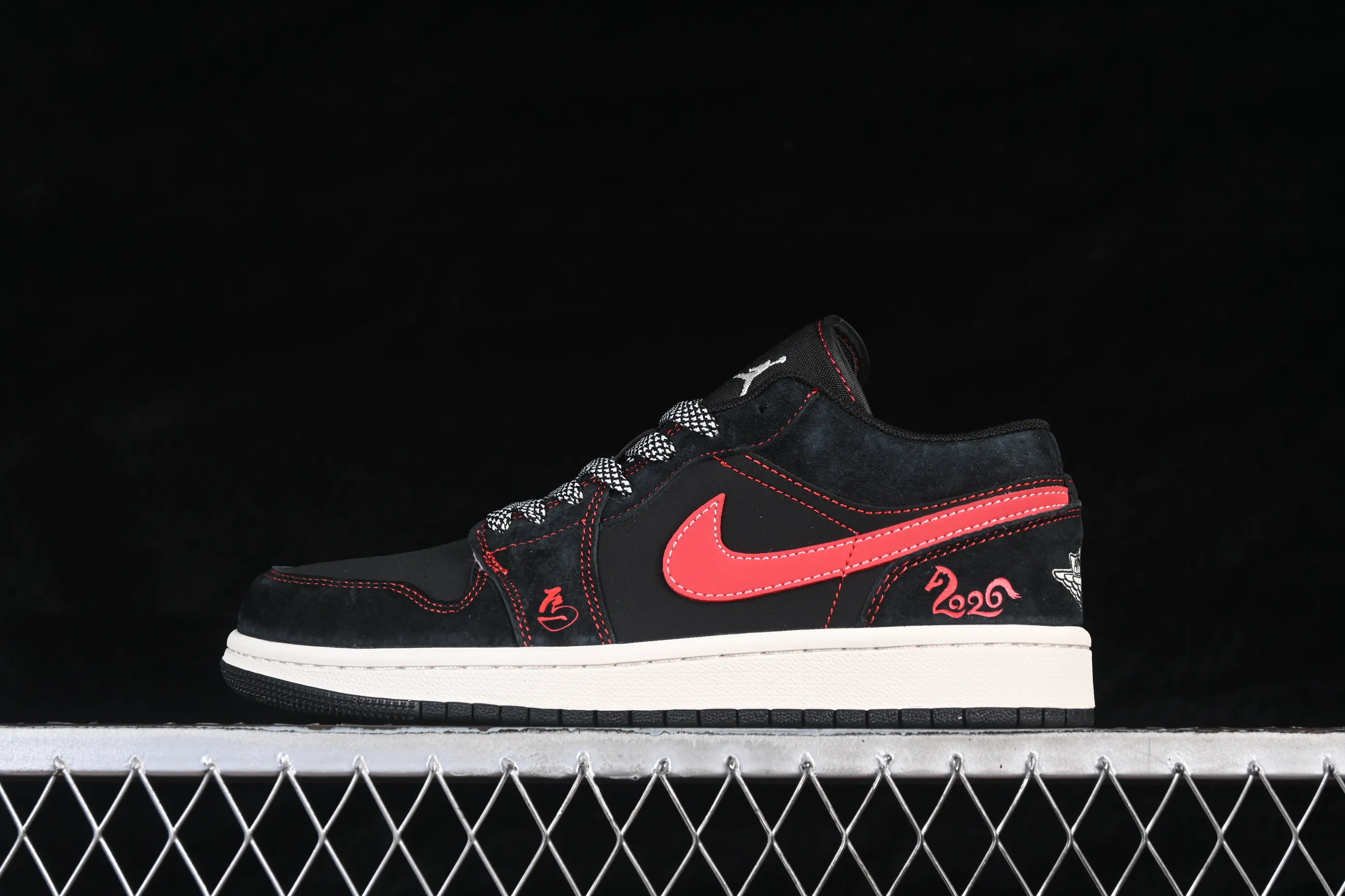 All categories Air Jordan Jordan series basketball shoes Air Jordan 1 Low High-end customized low-top sneakers Air Jordan 1 Low AJ1 Joe 1 Year of the Horse limited edition black and red high-end customized low-top retro basketball shoes DX6259-601
